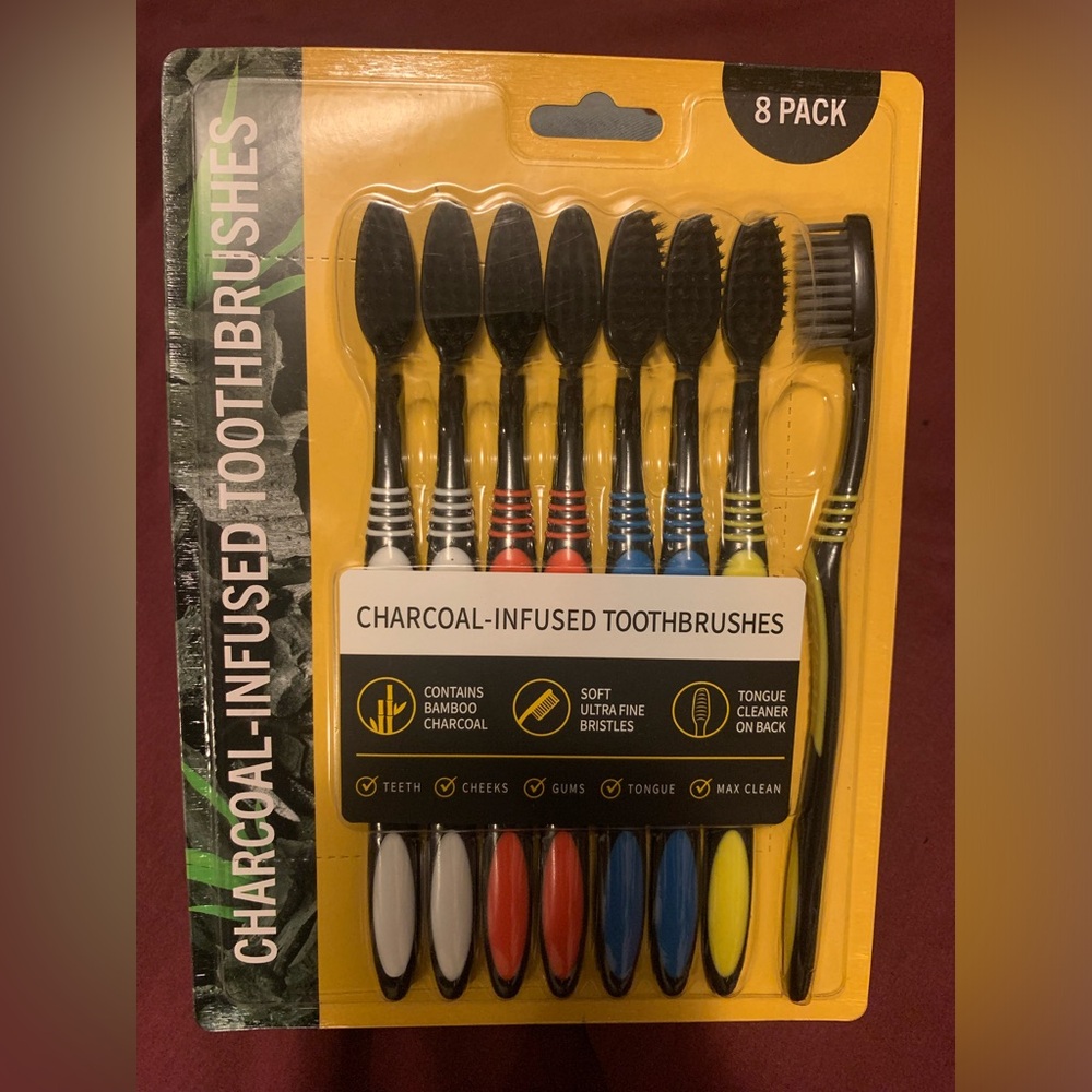✨⚡️💥Charcoal-Infused Toothbrushes, Soft Ultra Fine Bristles, Multi-Color 8 Pack
